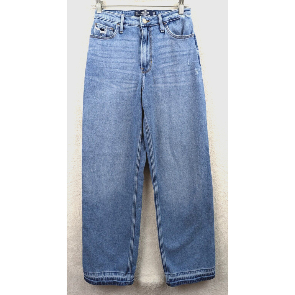 Hollister sz 3R 26/31 Jeans Ultra High Rise Dad distressed denim blue 0053